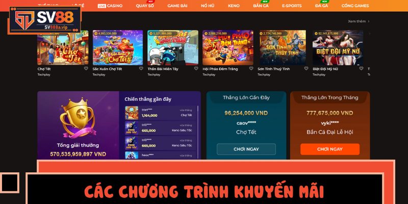 Các chương trình khuyến mãi và ưu đãi hấp dẫn của SV88